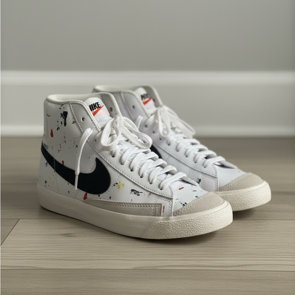 Nike Kids White and Black High-Top Sneakers